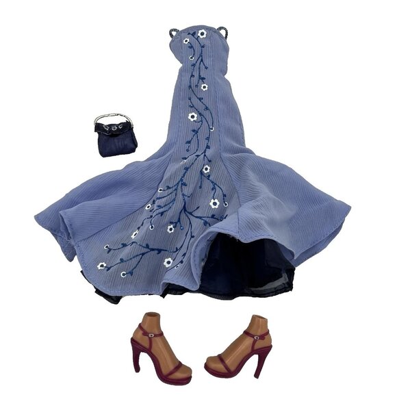 Bratz Other - Bratz Formal Funk Yasmin Prom 2003 Blue Floral Dress Gown and Accessories